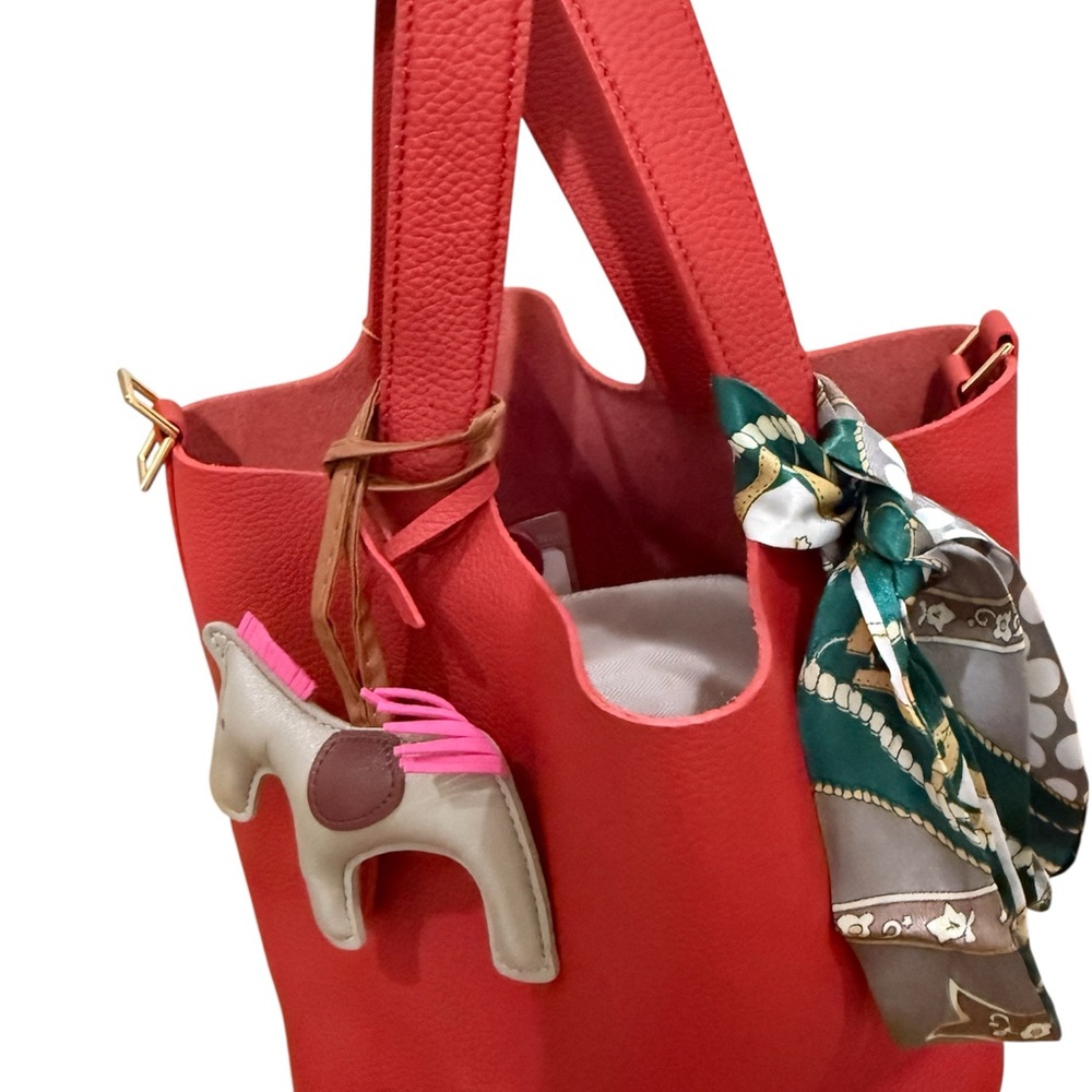 Elegant Red Leather Tote Bag